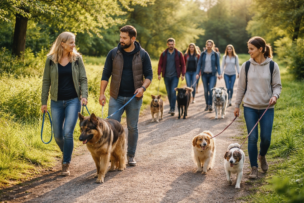 Beim Sociak Walk bleiben Hunde angeleint