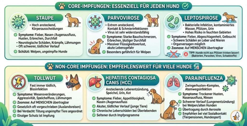 Infografik: Core- und Non-Core-Impfungen für Hunde