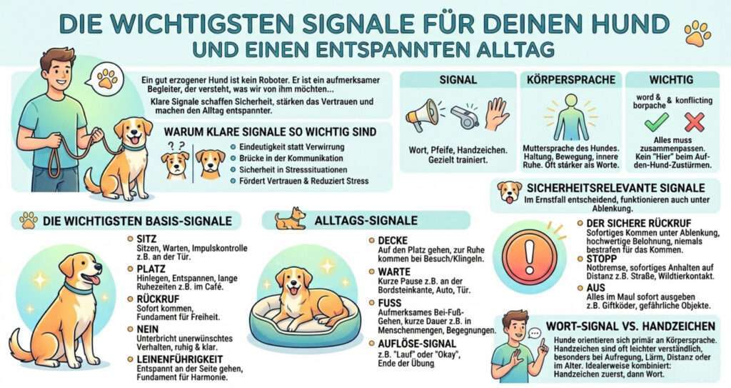 Schaubild und Infografik: Die wichtigsten Signale für deinen Hund Schaubild und Infografik: Die wichtigsten Signale für deinen Hund