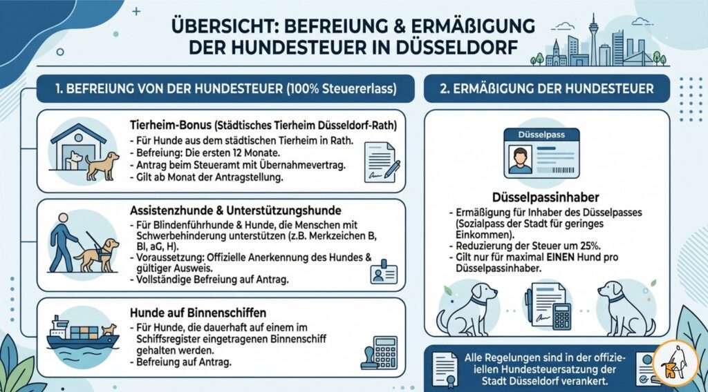 Infografik: Befreiung und Ermäßigung von der Hundesteuer Düsseldorf