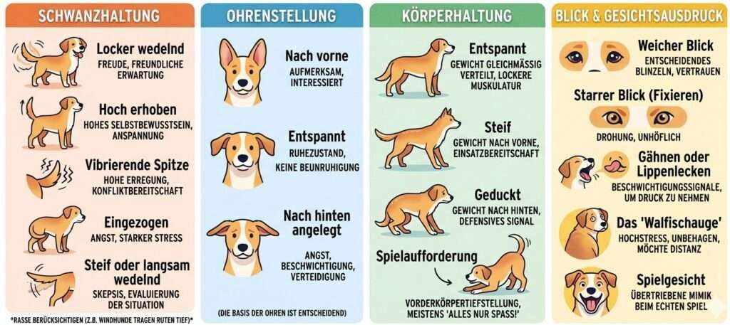 Infografik: Körpersprache von Hunden